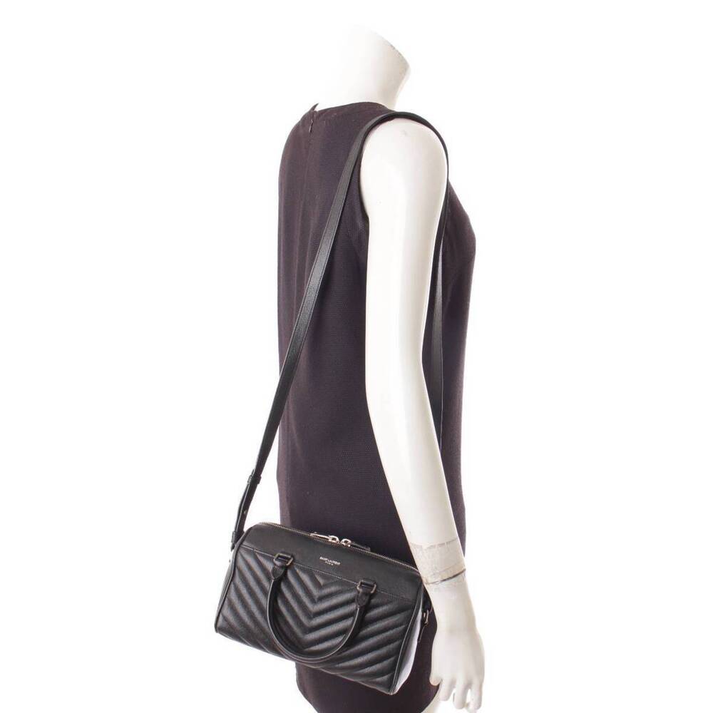 Saint Laurent Baby Duffle Leather Handbag V Stitch Black - Picture 9 of 9